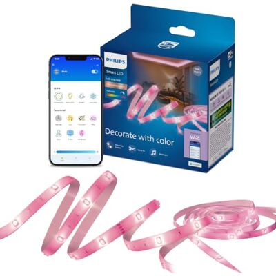 Philips Smart Lighting Bande LED RGB, 5 m, Type C, 16 Mio de Couleurs, Modes Préconfigurés, Découpable, Installation Facile, Connexion Wi-Fi, Connected by WiZ, Google Home, Alexa, Apple Home Philips Smart Lighting Bande LED RGB, 5 m, Type C, 16 Mio de Couleurs, Modes Préconfigurés, Découpable, Installation Facile, Connexion Wi-Fi, Connected by WiZ, Google Home, Alexa, Apple Home