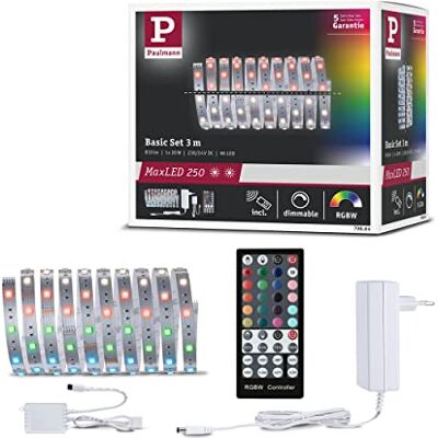 Paulmann 79864 LED Stripe MaxLED 250 Basisset 3m 20W 810lm RGBW 36VA dimbare kunststof lichtstrip 3000K Paulmann 79864 LED Stripe MaxLED 250 Basisset 3m 20W 810lm RGBW 36VA dimbare kunststof lichtstrip 3000K