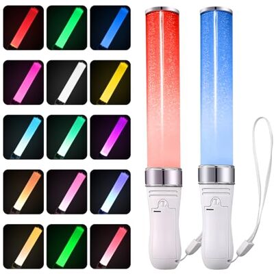 Mitening 2 stuks led-lichtstaafjes voor kinderen, 15 kleuren, concertaccessoires, kleurrijke lichtstokken, voor Kerstmis, feest, concert, bruiloft Mitening 2 stuks led-lichtstaafjes voor kinderen, 15 kleuren, concertaccessoires, kleurrijke lichtstokken, voor Kerstmis, feest, concert, bruiloft