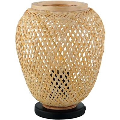 EGLO Tafellamp Dembleby, 1 vlam tafellamp vintage, natuur, hygge, bedlampje, houten mand, gevlochten in lichtbruin, lamp met schakelaar, staal, E27-fitting, zwart, naturel EGLO Tafellamp Dembleby, 1 vlam tafellamp vintage, natuur, hygge, bedlampje, houten mand, gevlochten in lichtbruin, lamp met schakelaar, staal, E27-fitting, zwart, naturel