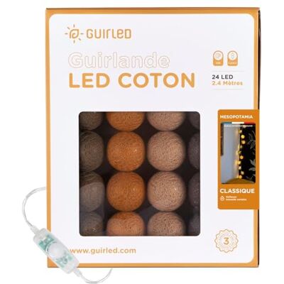 GuirLED led-lichtsnoer met katoenen bollen met USB-aansluiting, nachtlampje voor baby's (2 uur), inclusief dubbele USB-adapter 2 A , 3 intensiteiten, 24 bollen, 2,4 m, Mesopotamia GuirLED led-lichtsnoer met katoenen bollen met USB-aansluiting, nachtlampje voor baby's (2 uur), inclusief dubbele USB-adapter 2 A , 3 intensiteiten, 24 bollen, 2,4 m, Mesopotamia