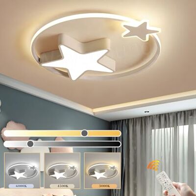WayLuoung Led-plafondlamp, wit, lamp voor kinderen, rond, modern, Star Starry Sky kinderlicht, Ø 55 cm, 48 W, dimbaar met afstandsbediening, 2700 K-6500 K, kinderkamer, jongens, meisjes, plafondlamp slaapkamer WayLuoung Led-plafondlamp, wit, lamp voor kinderen, rond, modern, Star Starry Sky kinderlicht, Ø 55 cm, 48 W, dimbaar met afstandsbediening, 2700 K-6500 K, kinderkamer, jongens, meisjes, plafondlamp slaapkamer