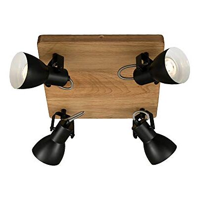 Briloner Vintage plafondlamp draaibaar, houten basis, GU10-fitting, max. 35 W, plafondlamp, lamp, woonkamerlamp, slaapkamerlamp, keukenlamp, plafondlamp 28 x 28 x 13,5 cm, zwart en Briloner Vintage plafondlamp draaibaar, houten basis, GU10-fitting, max. 35 W, plafondlamp, lamp, woonkamerlamp, slaapkamerlamp, keukenlamp, plafondlamp 28 x 28 x 13,5 cm, zwart en