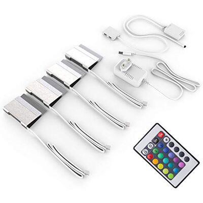 B.K.Licht I LED RGB licht I clipjes glasplaatverlichting I afstandsbediening I kastverlichting I 4-Pack B.K.Licht I LED RGB licht I clipjes glasplaatverlichting I afstandsbediening I kastverlichting I 4-Pack