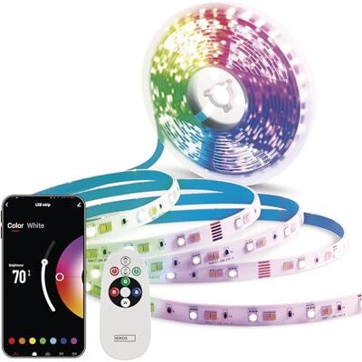 EMOS Smart RGB/CCT ledstrip, 2 meter, zelfklevende ledstrip met afstandsbediening en app, 16 miljoen kleuren, muzieksynchronisatie, timer, sfeerverlichting en EMOS Smart RGB/CCT ledstrip, 2 meter, zelfklevende ledstrip met afstandsbediening en app, 16 miljoen kleuren, muzieksynchronisatie, timer, sfeerverlichting en