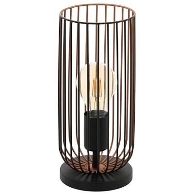 EGLO Roccamena Tafellamp, 1-vlammige vintage tafellamp, bedlamp van staal, kleur: zwart, koper, fitting: E27 de salon en acier noir et cuivre, douille E27 EGLO Roccamena Tafellamp, 1-vlammige vintage tafellamp, bedlamp van staal, kleur: zwart, koper, fitting: E27 de salon en acier noir et cuivre, douille E27