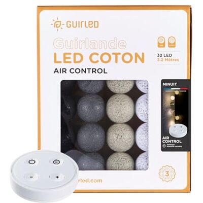 GuirLED Lichtsnoer met katoenen ballen USB Draadloze afstandsbediening Nachtlampje voor baby's 2 uur Inclusief dubbele USB-voedingsadapter 2 A 4 intensiteiten 32 ballen 3,2 m middernacht GuirLED Lichtsnoer met katoenen ballen USB Draadloze afstandsbediening Nachtlampje voor baby's 2 uur Inclusief dubbele USB-voedingsadapter 2 A 4 intensiteiten 32 ballen 3,2 m middernacht