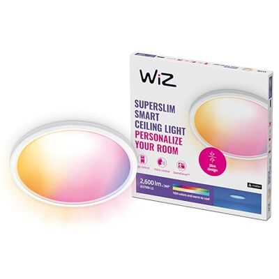 WiZ Plafondlamp SuperSlim Diameter: 43 cm Gekleurd en Wit Licht Slimme Plafondlamp 22W Wit Wi-Fi WiZ Plafondlamp SuperSlim Diameter: 43 cm Gekleurd en Wit Licht Slimme Plafondlamp 22W Wit Wi-Fi
