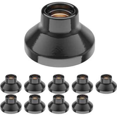ledscom.de 10 x ELEKTRA plafondlampen/fittingen, porselein, glanzend zwart, 1 x E27 max. 300 W ledscom.de 10 x ELEKTRA plafondlampen/fittingen, porselein, glanzend zwart, 1 x E27 max. 300 W