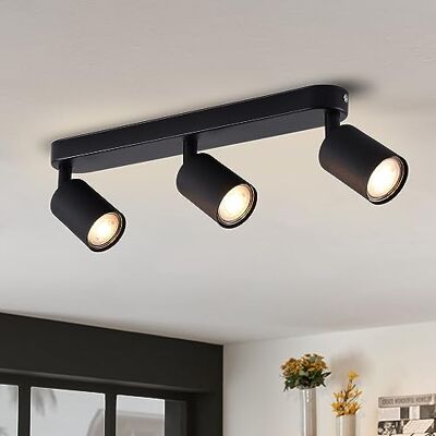 ANWIO Led-plafondlamp, 3 spots, binnenverlichting, GU10, zwart, draaibaar (zonder lampen) ANWIO Led-plafondlamp, 3 spots, binnenverlichting, GU10, zwart, draaibaar (zonder lampen)