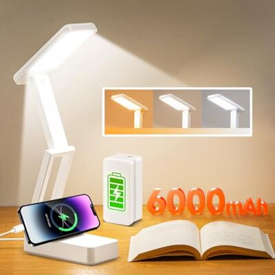 One Fire Batterijlamp, 6000 mAh, 3 kleuren + bureaulamp, oplaadbaar, dimbaar, bedlamp, leeslamp met timer, USB-opladen, draadloos en draagbaar, voor slaapkamer One Fire Batterijlamp, 6000 mAh, 3 kleuren + bureaulamp, oplaadbaar, dimbaar, bedlamp, leeslamp met timer, USB-opladen, draadloos en draagbaar, voor slaapkamer