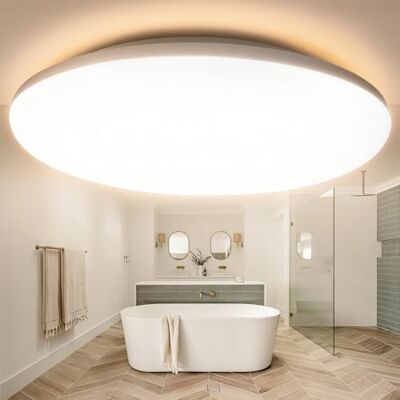 WARMELLE Led-plafondlamp, plafondlamp voor badkamer, IP65, waterdicht, CRI80+ zonder flikkeren, Ø 28 cm, rond, 22 W, 3000 K, warmwit, 3080 lm, voor keuken, badkamer, slaapkamer, hal WARMELLE Led-plafondlamp, plafondlamp voor badkamer, IP65, waterdicht, CRI80+ zonder flikkeren, Ø 28 cm, rond, 22 W, 3000 K, warmwit, 3080 lm, voor keuken, badkamer, slaapkamer, hal
