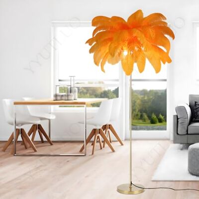 YYUTLUO Moderne verenlamp, vloerlamp van natuurlijke struisvogelveren, hoogte 160 cm, gouden paal en voet, 3 kleurtemperaturen, G4 ledlampen, woonkamer, kinderkamer (oranje) YYUTLUO Moderne verenlamp, vloerlamp van natuurlijke struisvogelveren, hoogte 160 cm, gouden paal en voet, 3 kleurtemperaturen, G4 ledlampen, woonkamer, kinderkamer (oranje)