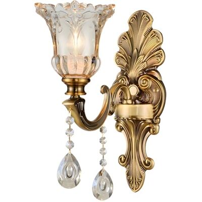 WayLuoung Vintage Bloemen 1 Hoofd Kristallen Glas Wandlamp Retro Wandlamp Goudbrons Kleur Metalen Decoratie Nachtkastje Woonkamer Restaurant Trappen (Basis E14 Zonder Lamp) WayLuoung Vintage Bloemen 1 Hoofd Kristallen Glas Wandlamp Retro Wandlamp Goudbrons Kleur Metalen Decoratie Nachtkastje Woonkamer Restaurant Trappen (Basis E14 Zonder Lamp)
