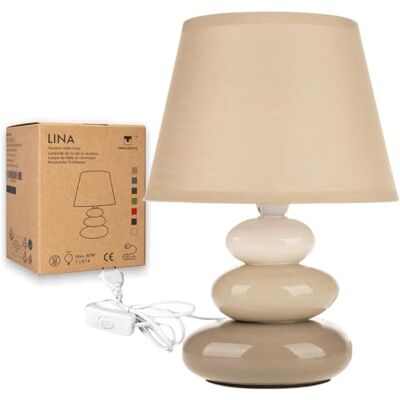 Urban Lifestyle Lina Nachtlampje (taupe) Keramische tafellamp met stoffen kap Geschikt voor LED E14-230V Keramiek Urban Lifestyle Lina Nachtlampje (taupe) Keramische tafellamp met stoffen kap Geschikt voor LED E14-230V Keramiek