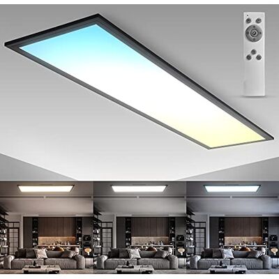 B.K.Licht LED-paneel I 1 meter I dimbaar I kleurtemperatuurregeling CCT I afstandsbediening I timer I 24 watt I 2.200 lumen I 1000 x 250 mm I zwart B.K.Licht LED-paneel I 1 meter I dimbaar I kleurtemperatuurregeling CCT I afstandsbediening I timer I 24 watt I 2.200 lumen I 1000 x 250 mm I zwart