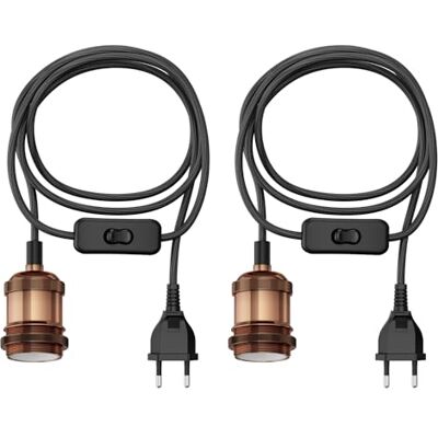 ledscom.de 2 x RETRA textielkabel, stekker, schakelaar, mat brons, 3 m, fitting, 1 x E27 max. 60 W ledscom.de 2 x RETRA textielkabel, stekker, schakelaar, mat brons, 3 m, fitting, 1 x E27 max. 60 W