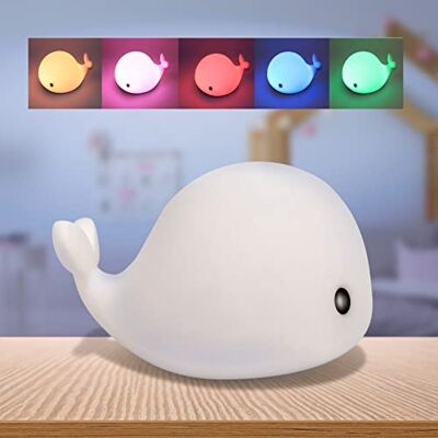 X4-LIFE Walvis led-nachtlampje met accu, 7 verschillende kleuren met timer, batterij en micro-USB-kabel inbegrepen, eenvoudig te hanteren voor kinderen X4-LIFE Walvis led-nachtlampje met accu, 7 verschillende kleuren met timer, batterij en micro-USB-kabel inbegrepen, eenvoudig te hanteren voor kinderen