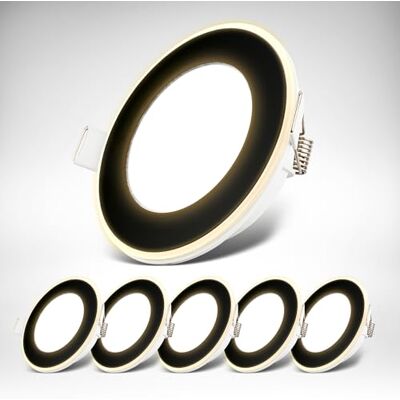 B.K.Licht Set van 6 led-inbouwspots 230 V met nachtlichtfunctie, apart schakelbare oppervlakken en ringen, geheugenfunctie, led-spot, plat, plafondspots, 68 mm, 93 x 30 mm, zwart B.K.Licht Set van 6 led-inbouwspots 230 V met nachtlichtfunctie, apart schakelbare oppervlakken en ringen, geheugenfunctie, led-spot, plat, plafondspots, 68 mm, 93 x 30 mm, zwart