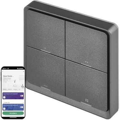 EMOS GoSmart Smart Home draagbare podiumschakelaar met led-display en app, ZigBee, werkt op batterijen, 4 knoppen, 12 scènes, onbeperkte bediening van veel apparaten EMOS GoSmart Smart Home draagbare podiumschakelaar met led-display en app, ZigBee, werkt op batterijen, 4 knoppen, 12 scènes, onbeperkte bediening van veel apparaten
