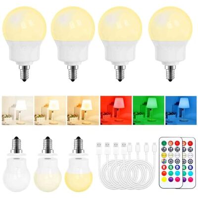 Pinrutar Ledlamp, oplaadbaar, met afstandsbediening, draadloos, magnetisch, E14, dimbaar, 480 lm, 3 kleurtemperaturen + 9 RGB-kleuren, 3 timer, voor wandlampen, camping en noodgevallen, 4 stuks Pinrutar Ledlamp, oplaadbaar, met afstandsbediening, draadloos, magnetisch, E14, dimbaar, 480 lm, 3 kleurtemperaturen + 9 RGB-kleuren, 3 timer, voor wandlampen, camping en noodgevallen, 4 stuks