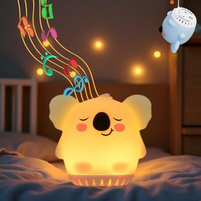 xinjinhju Nachtlampje voor kinderen, led-dierenlamp van siliconen met witte ruis, aanraaksensor en oplaadbaar, draagbaar, schattig, voor babykamer, reizen, kamperen en decoratie, Koala xinjinhju Nachtlampje voor kinderen, led-dierenlamp van siliconen met witte ruis, aanraaksensor en oplaadbaar, draagbaar, schattig, voor babykamer, reizen, kamperen en decoratie, Koala
