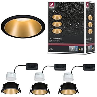 Paulmann 93404 Cole LED rond, inclusief 3 x 6 watt, dimbaar, zwart, goudkleurig, mat, inbouwlamp, kunststof, aluminium zink spot voor plafond 2700 K, materiaal: 19,5 W, set van 3 Paulmann 93404 Cole LED rond, inclusief 3 x 6 watt, dimbaar, zwart, goudkleurig, mat, inbouwlamp, kunststof, aluminium zink spot voor plafond 2700 K, materiaal: 19,5 W, set van 3