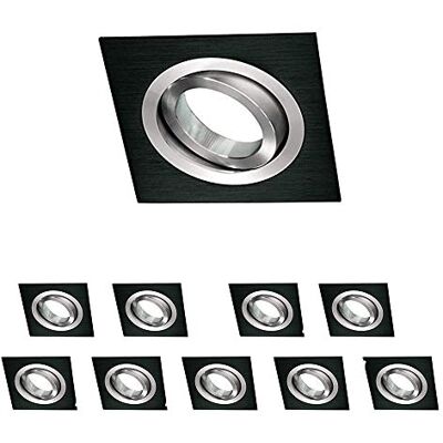 wonderlamp W-E000145 inbouwspot, vierkant, zwart/aluminium, 10 stuks wonderlamp W-E000145 inbouwspot, vierkant, zwart/aluminium, 10 stuks