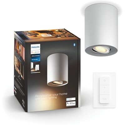 Philips White Ambiance Pillar 1-spot, incl. GU10 ledlamp + dimschakelaar, bedienbaar via app, compatibel met Amazon Alexa (Echo, Echo Dot), wit, nieuwe generatie Philips White Ambiance Pillar 1-spot, incl. GU10 ledlamp + dimschakelaar, bedienbaar via app, compatibel met Amazon Alexa (Echo, Echo Dot), wit, nieuwe generatie