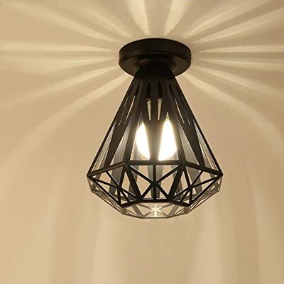 iDEGU Plafondlamp, vintage, industrieel, ijzeren kroonluchter, kooi, lampenkap, plafondlamp, E27, verlichting, decoratie, hanglamp, voor slaapkamer, entree, hal, bar, restaurant, 20 cm (zwart) iDEGU Plafondlamp, vintage, industrieel, ijzeren kroonluchter, kooi, lampenkap, plafondlamp, E27, verlichting, decoratie, hanglamp, voor slaapkamer, entree, hal, bar, restaurant, 20 cm (zwart)