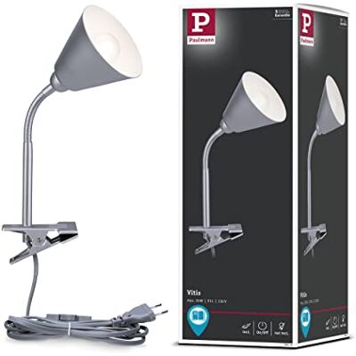 Paulmann Junus Stekkerlamp met flexibele arm klemlamp grijs Paulmann Junus Stekkerlamp met flexibele arm klemlamp grijs