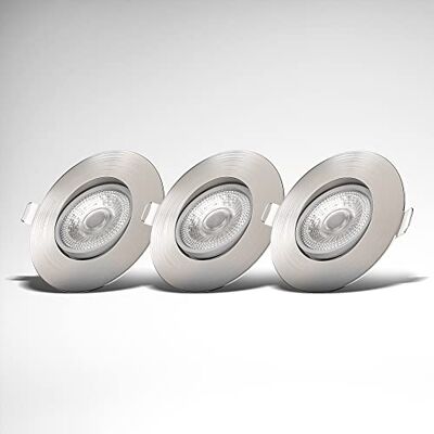 B.K.Licht I LED Inbouwspots I dimbaar I inbouw spotjes voor binnen I kantelbaar I ronde I Ø9cm I IP23 I 3.000K I 460Lm I 5W I 230V I nikkel I dimbare inbouwspot I 3-Pack B.K.Licht I LED Inbouwspots I dimbaar I inbouw spotjes voor binnen I kantelbaar I ronde I Ø9cm I IP23 I 3.000K I 460Lm I 5W I 230V I nikkel I dimbare inbouwspot I 3-Pack