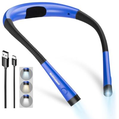 Glocusent Leeslamp, oplaadbaar, om te lezen in bed, 3 kleuren, 6 lichtsterktes, inklapbare arm, lange levensduur, perfect voor lezen, breien, repareren Glocusent Leeslamp, oplaadbaar, om te lezen in bed, 3 kleuren, 6 lichtsterktes, inklapbare arm, lange levensduur, perfect voor lezen, breien, repareren