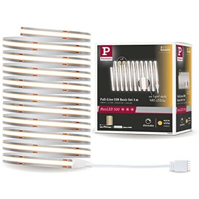 Paulmann 71046 MaxLED 500 LED Strip Full Line COB complete set, 3 m, 19 W, 1500 lm, 480 leds/m, 2700 K, 36 VA dimbaar, zilver kunststof Paulmann 71046 MaxLED 500 LED Strip Full Line COB complete set, 3 m, 19 W, 1500 lm, 480 leds/m, 2700 K, 36 VA dimbaar, zilver kunststof