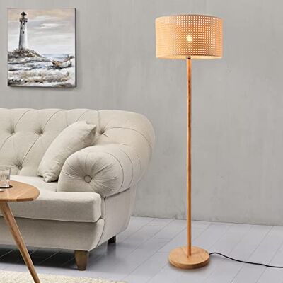 lux.pro Vloerlamp Tijdloze Stijl Staande Lamp Elegante LED Verlichting Design voor Woonkamer Slaapkamer Kantoor Leeslamp Voetschakelaar E27 Rotan Hout Hoogte 154 cm Natuurlijk Bruin Goud lux.pro Vloerlamp Tijdloze Stijl Staande Lamp Elegante LED Verlichting Design voor Woonkamer Slaapkamer Kantoor Leeslamp Voetschakelaar E27 Rotan Hout Hoogte 154 cm Natuurlijk Bruin Goud