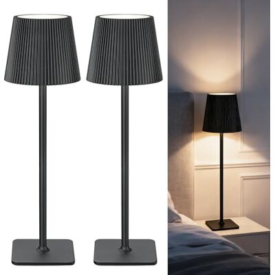 LuminexDesigns Set van 2 draadloze led-tafellampen, dimbaar, met 5200 mAh batterij, lange levensduur, IP54 waterdicht, voor slaapkamer, kantoor, decoratie, zwart LuminexDesigns Set van 2 draadloze led-tafellampen, dimbaar, met 5200 mAh batterij, lange levensduur, IP54 waterdicht, voor slaapkamer, kantoor, decoratie, zwart