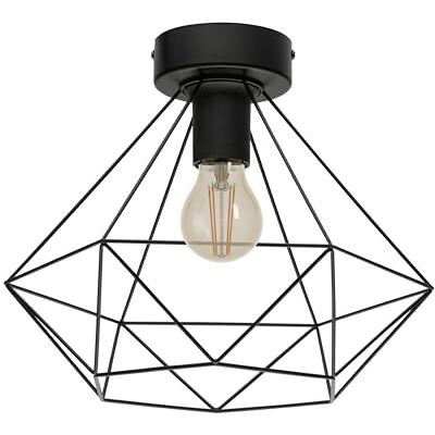 EGLO plafondlamp TARBES, 1 lichtbron Vintage plafondarmatuur, met retro uitzicht, materiaal staal, kleur: zwart, fitting: E27 EGLO plafondlamp TARBES, 1 lichtbron Vintage plafondarmatuur, met retro uitzicht, materiaal staal, kleur: zwart, fitting: E27