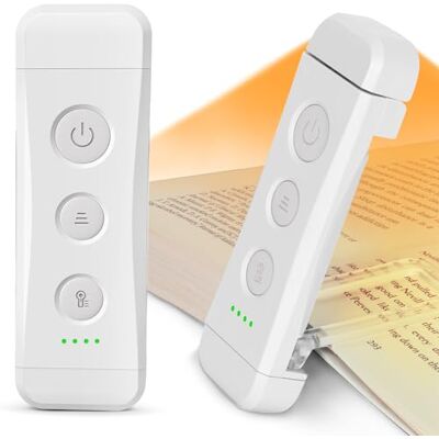 Glocusent Oplaadbare leeslamp, 1000 mAh batterij voor 160 uur, 3 amberkleuren en traploos dimbaar licht, leeslamp om in bed te lezen Glocusent Oplaadbare leeslamp, 1000 mAh batterij voor 160 uur, 3 amberkleuren en traploos dimbaar licht, leeslamp om in bed te lezen