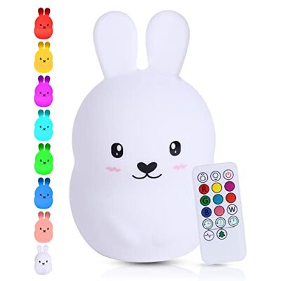 Kadoing ® Nachtlampje konijn (groot) – met tikfunctie en afstandsbediening – led-nachtlamp oplaadbaar – geboortecadeau – speelgoed – babykamer – premium kinderlamp Kadoing ® Nachtlampje konijn (groot) – met tikfunctie en afstandsbediening – led-nachtlamp oplaadbaar – geboortecadeau – speelgoed – babykamer – premium kinderlamp