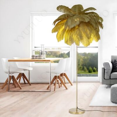 YYUTLUO Moderne verenlamp, vloerlamp van natuurlijke struisvogelveren, hoogte 160 cm, gouden paal en voet, 3 kleurtemperaturen, G4 ledlampen, woonkamer, kinderkamer, kantoor (camel) YYUTLUO Moderne verenlamp, vloerlamp van natuurlijke struisvogelveren, hoogte 160 cm, gouden paal en voet, 3 kleurtemperaturen, G4 ledlampen, woonkamer, kinderkamer, kantoor (camel)