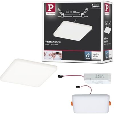 Paulmann 92397 led-paneel inbouwspots Veluna VariFit IP44 neutraal wit 125 x 125 mm vierkant incl. 1 x 8,5 watt plafondlamp satijn plafondverlichting kunststof woonkamerverlichting 4000 K Paulmann 92397 led-paneel inbouwspots Veluna VariFit IP44 neutraal wit 125 x 125 mm vierkant incl. 1 x 8,5 watt plafondlamp satijn plafondverlichting kunststof woonkamerverlichting 4000 K