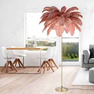 YYUTLUO Moderne vederlamp, vloerlamp van natuurlijke struisvogelveren, hoogte 160 cm, gouden paal en basis, 3 kleurtemperaturen, G4 LED-lampen, woonkamer, kantoor (bonenpastakleur) YYUTLUO Moderne vederlamp, vloerlamp van natuurlijke struisvogelveren, hoogte 160 cm, gouden paal en basis, 3 kleurtemperaturen, G4 LED-lampen, woonkamer, kantoor (bonenpastakleur)