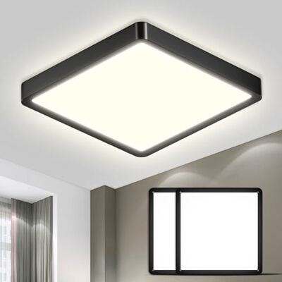 LQWELL ® Led-plafondlamp, badkamerlamp, waterdicht, IP44, vierkant, plat, 23 W, 4000 K, 2600 lm, dun, voor woonkamer, badkamer, slaapkamer, keuken, hal, kelder, kantoor, 300 x 25 mm LQWELL ® Led-plafondlamp, badkamerlamp, waterdicht, IP44, vierkant, plat, 23 W, 4000 K, 2600 lm, dun, voor woonkamer, badkamer, slaapkamer, keuken, hal, kelder, kantoor, 300 x 25 mm