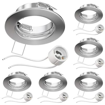 ledscom.de FERE Inbouwspots met behuizing voor in het plafond, mat chroom (led/halogeen/GU10/MR16/PAR16/50 mm), incl. GU10-fitting, 6 stuks ledscom.de FERE Inbouwspots met behuizing voor in het plafond, mat chroom (led/halogeen/GU10/MR16/PAR16/50 mm), incl. GU10-fitting, 6 stuks