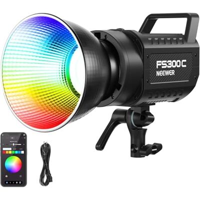NEEWER 300 W RGB led-videolicht, app/2,4 GHz, 17 effecten, 2500-7500 K, 36000 lux/1 m, continue verlichting, CRI 95+/TLCI 97+, Bowens-montage, voor studio-opnames, FS300C NEEWER 300 W RGB led-videolicht, app/2,4 GHz, 17 effecten, 2500-7500 K, 36000 lux/1 m, continue verlichting, CRI 95+/TLCI 97+, Bowens-montage, voor studio-opnames, FS300C