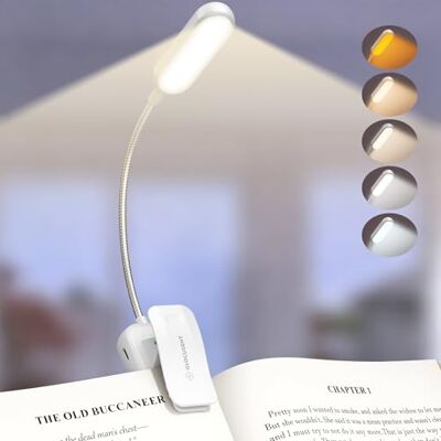 Glocusent Oplaadbare leeslamp, 20 leds, leeslamp, clip, progressieve dimming en 5 modi, oogbescherming, 3-100 lm, 360° flexibele hals, indicator (wit) Glocusent Oplaadbare leeslamp, 20 leds, leeslamp, clip, progressieve dimming en 5 modi, oogbescherming, 3-100 lm, 360° flexibele hals, indicator (wit)