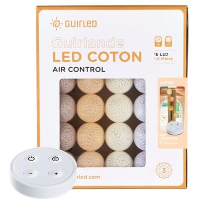 GuirLED Lichtsnoer met katoenen ballen USB Draadloze afstandsbediening Baby nachtlampje 2 uur Inclusief 2A dubbele USB-voedingsadapter 4 intensiteiten 16 ballen 1.6m Katoen GuirLED Lichtsnoer met katoenen ballen USB Draadloze afstandsbediening Baby nachtlampje 2 uur Inclusief 2A dubbele USB-voedingsadapter 4 intensiteiten 16 ballen 1.6m Katoen