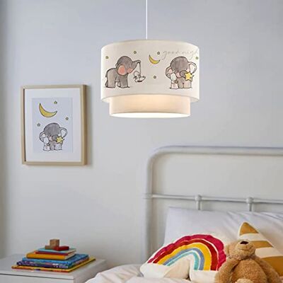 lux.pro Stijlvolle hanglamp voor kinderen, binnenverlichting, hanglamp, kinderkamer, olifant, E27, kunststof, stof, hoogte 70 cm, wit lux.pro Stijlvolle hanglamp voor kinderen, binnenverlichting, hanglamp, kinderkamer, olifant, E27, kunststof, stof, hoogte 70 cm, wit