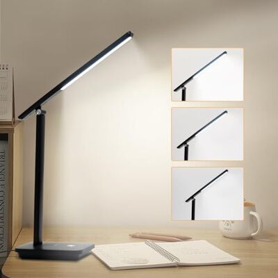 LQWELL ® Afneembare led-bureaulamp, leeslamp voor thuiskantoor, flexibele zwanenhals, 360 graden draaibaar, 0° tot 180 graden draaibaar, 6500 K (zwart) LQWELL ® Afneembare led-bureaulamp, leeslamp voor thuiskantoor, flexibele zwanenhals, 360 graden draaibaar, 0° tot 180 graden draaibaar, 6500 K (zwart)