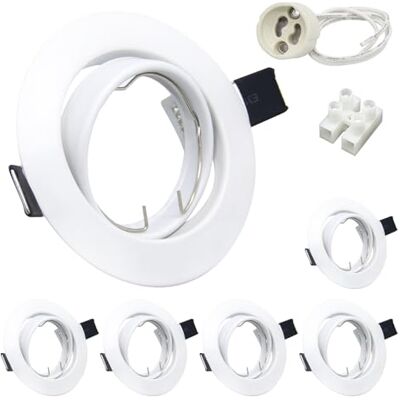 Wondlumi Inbouwspot, GU10, wit, montageframe 68 mm, met GU10-fitting, 30° draaibaar, 220 V-240 V Wondlumi Inbouwspot, GU10, wit, montageframe 68 mm, met GU10-fitting, 30° draaibaar, 220 V-240 V
